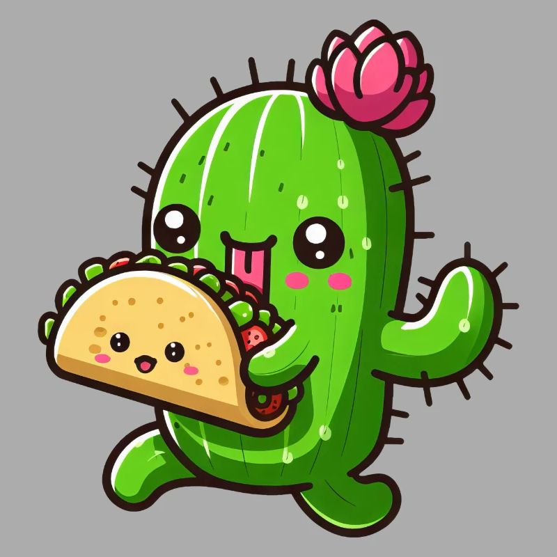 Conception de bande dessinée de tacos de cactus mignon