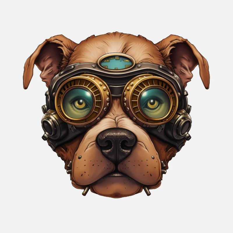 Steampunk Pitbull Dog dans Clockwork Glassess