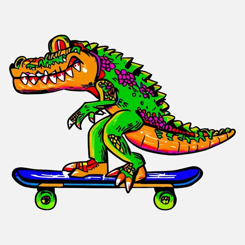Skate-Gator - cooles Krokodil auf Skaboard