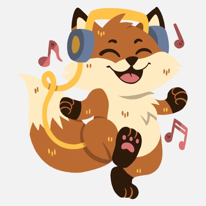 Fox écoute de la musique et danse