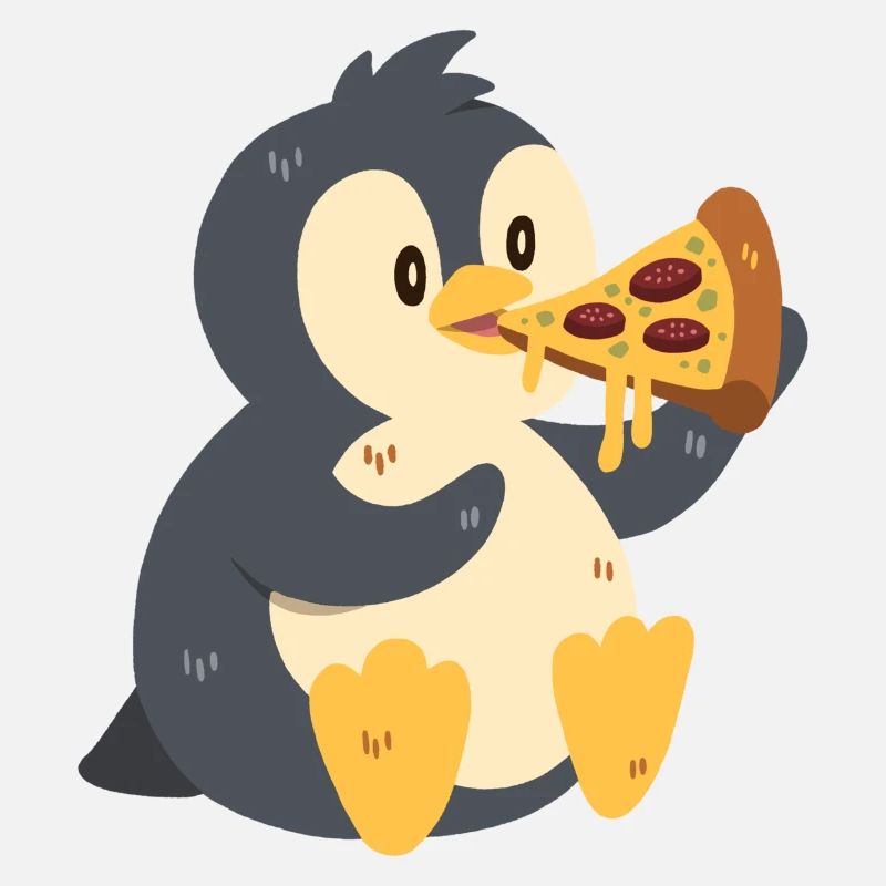 Pinguin mit Pizza