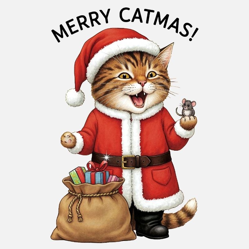 Joyeux Catmas, Chat Souris, Noël drôle, mignon