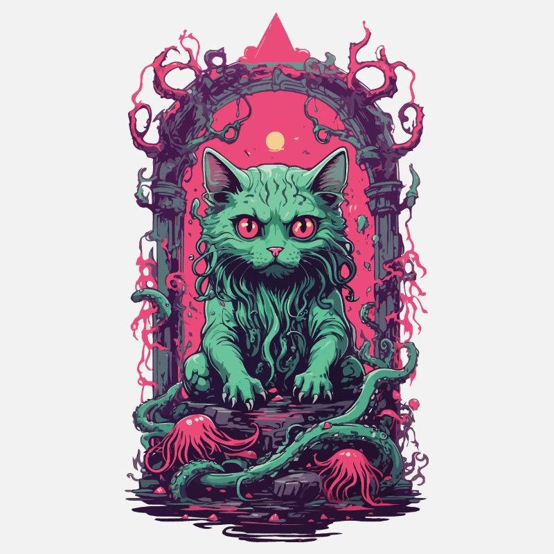 Dämon Katze Halloween Gothic Lustig Katzen Design