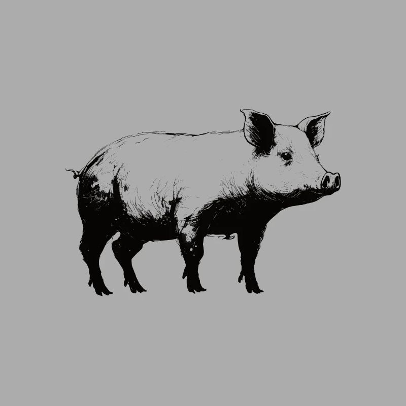 Pig Stencil White and Black
