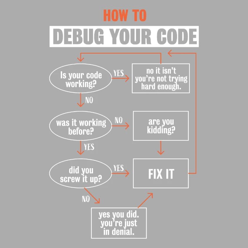 "So debuggen Sie Ihren Code" Funny Programmer Coding