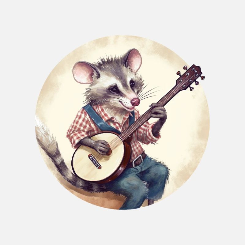 Opossum playing banjo