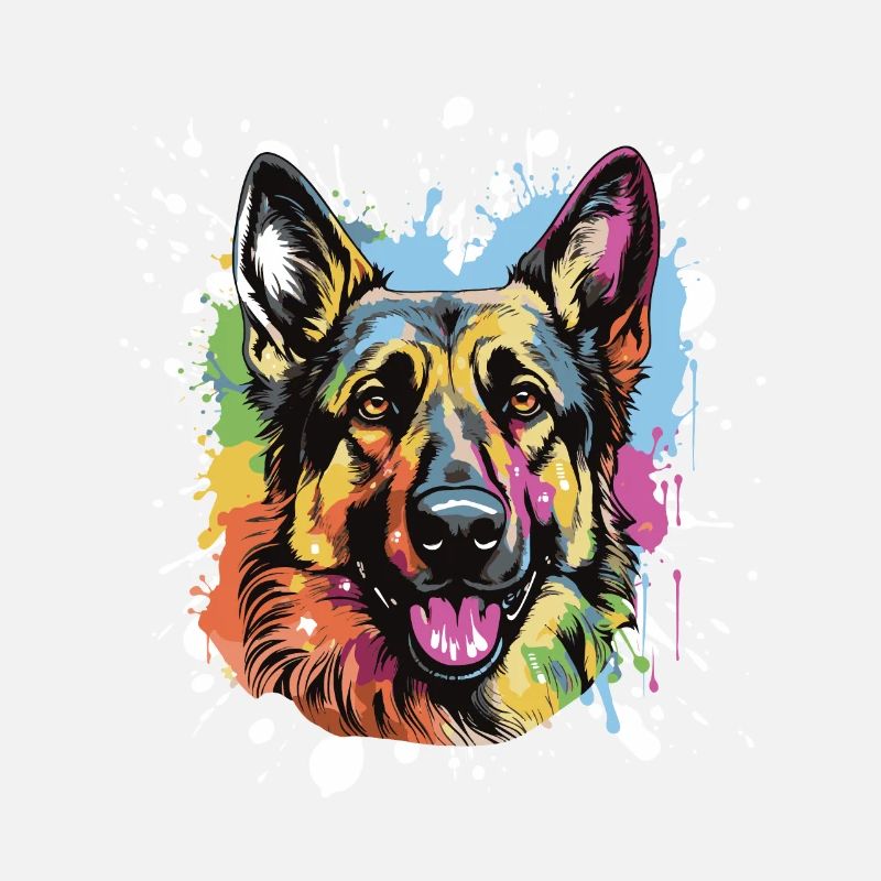 German Shepherd Dog Pop Art Head