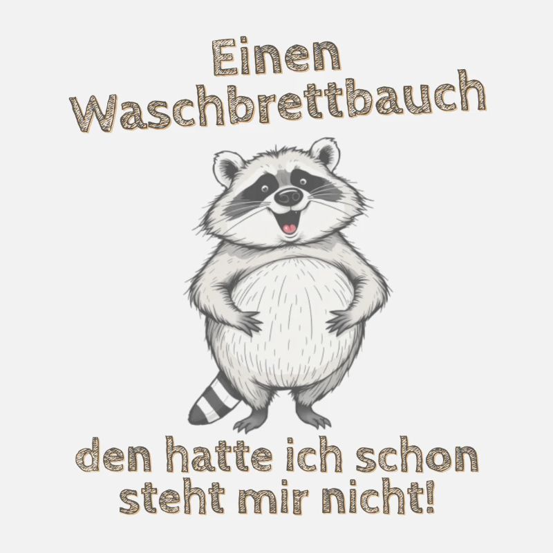 Dicker Waschbär lustiger Spruch Waschbrettbauch