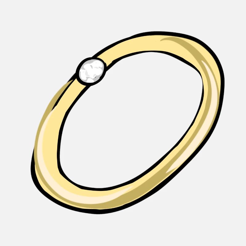 bague dorée bijoux en pierre blanche dessin animé
