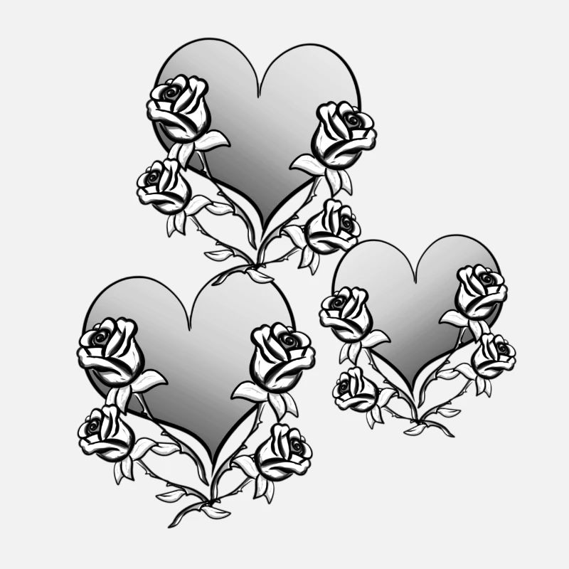 drei herzen blume herz form symbol grau