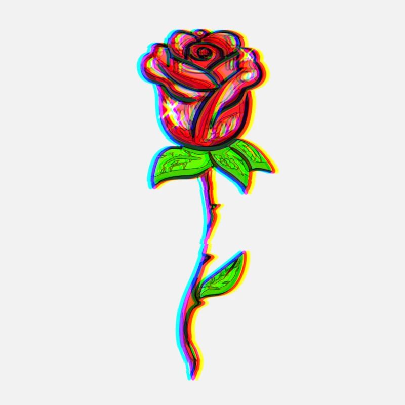 Symbole fleur en forme de plante effet rouge