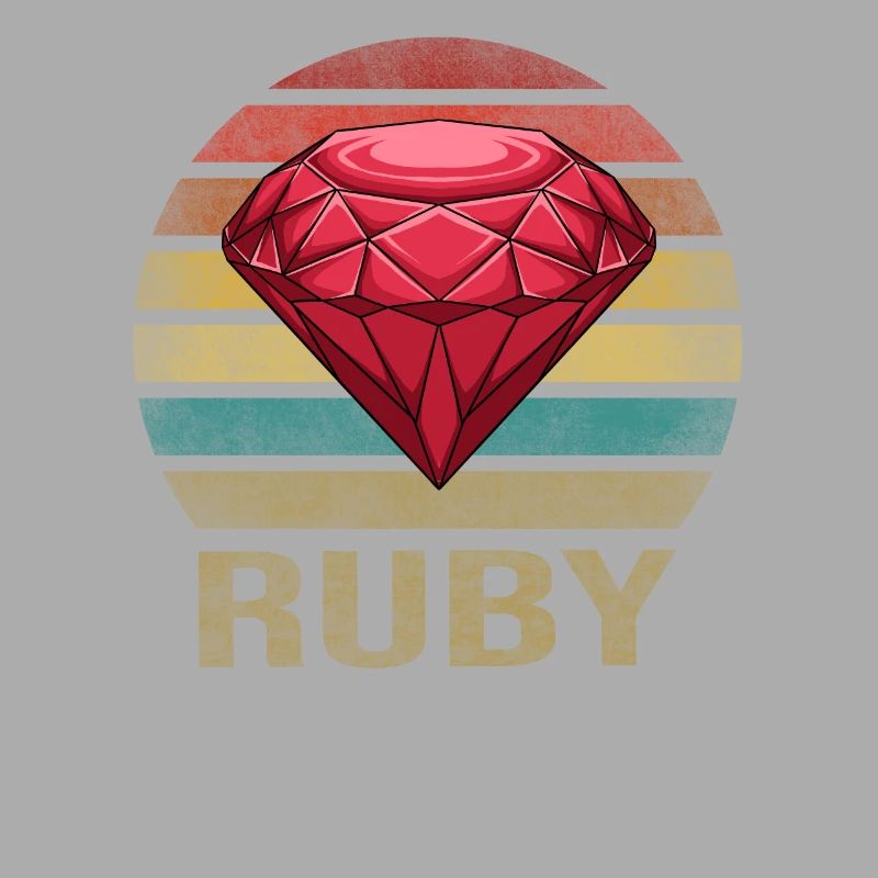 Ruby Gemstone Retro Sunset