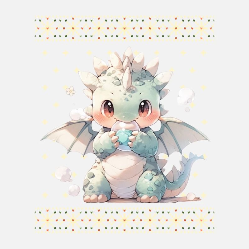Dragon kawaii dans le style pull de Noël moche