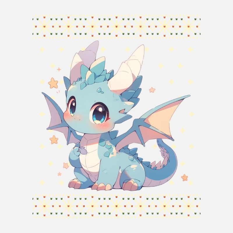 Dragon kawaii dans le style pull de Noël moche