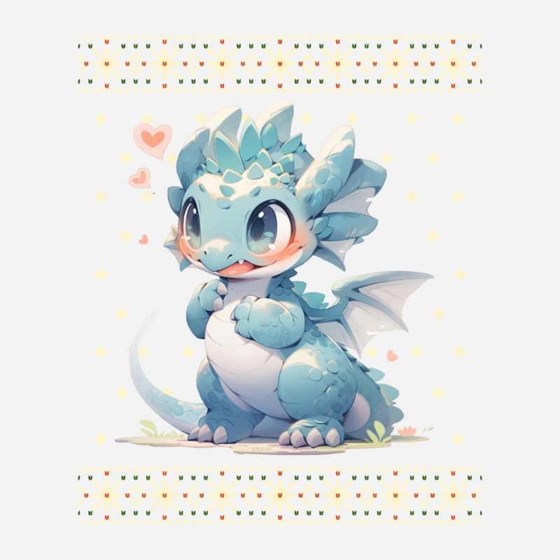 Dragon kawaii dans le style pull de Noël moche