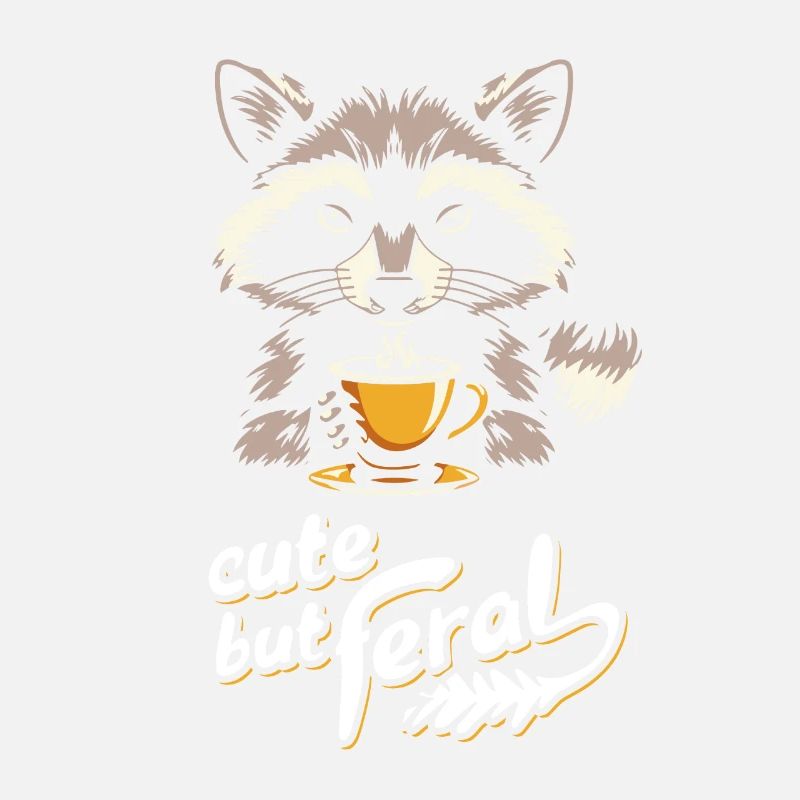 Conception de dessin animé de café raton laveur mignon mais sauvage