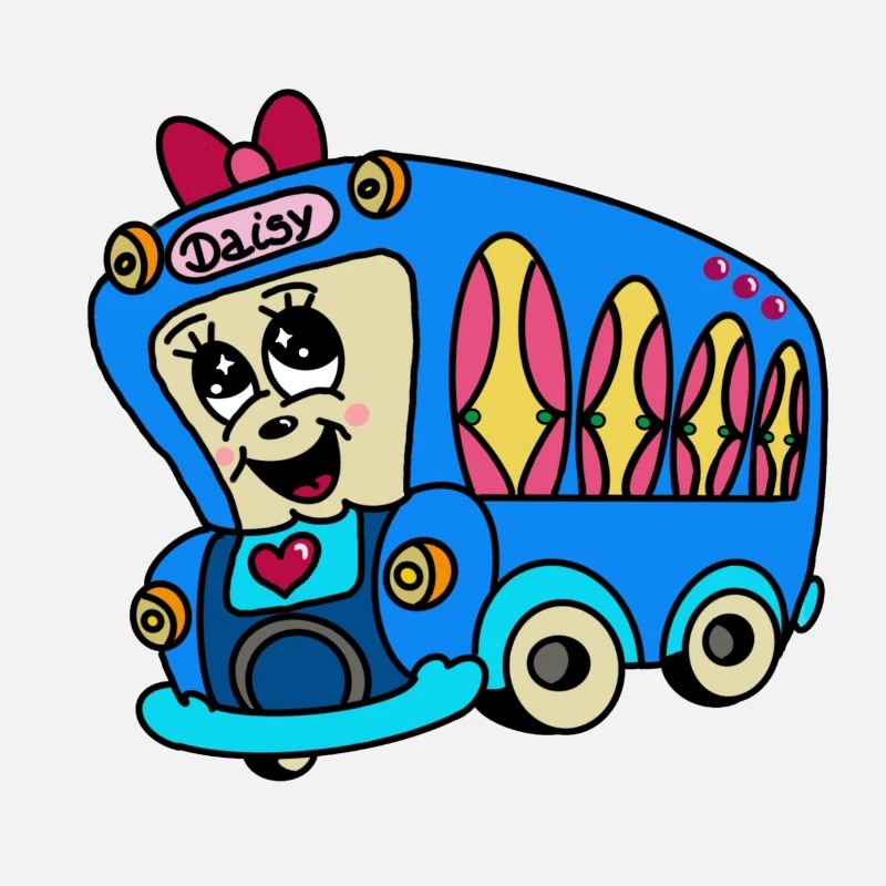 Bunter Bus mit Surfboards