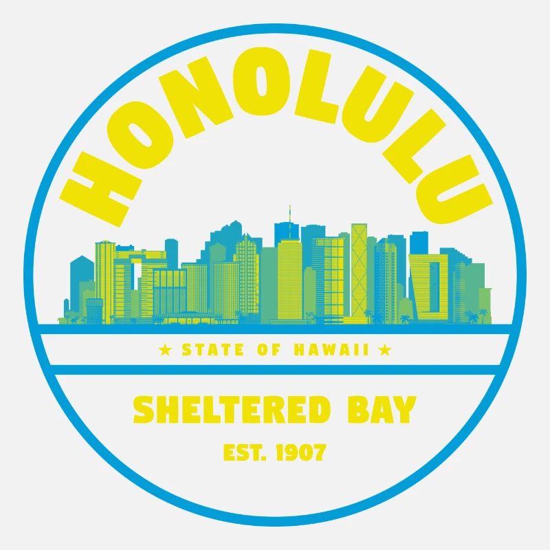 Honolulu Skyline Retro Badge