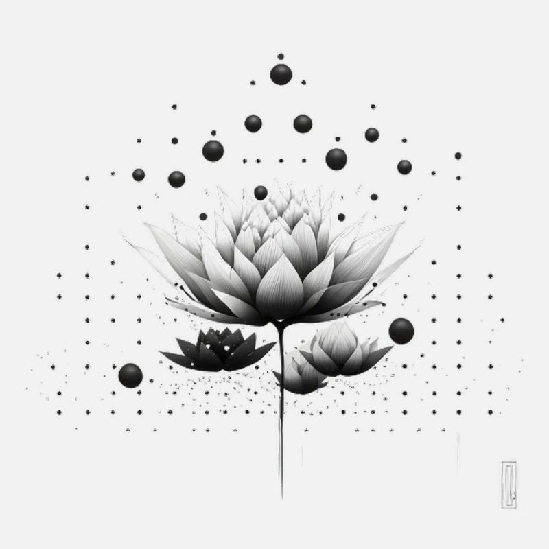 Conception de la nébuleuse du lotus en noir et blanc