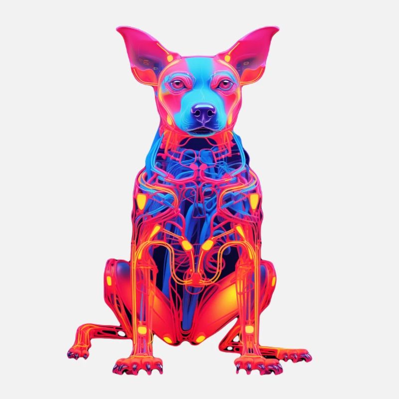 Neon dog with tech design