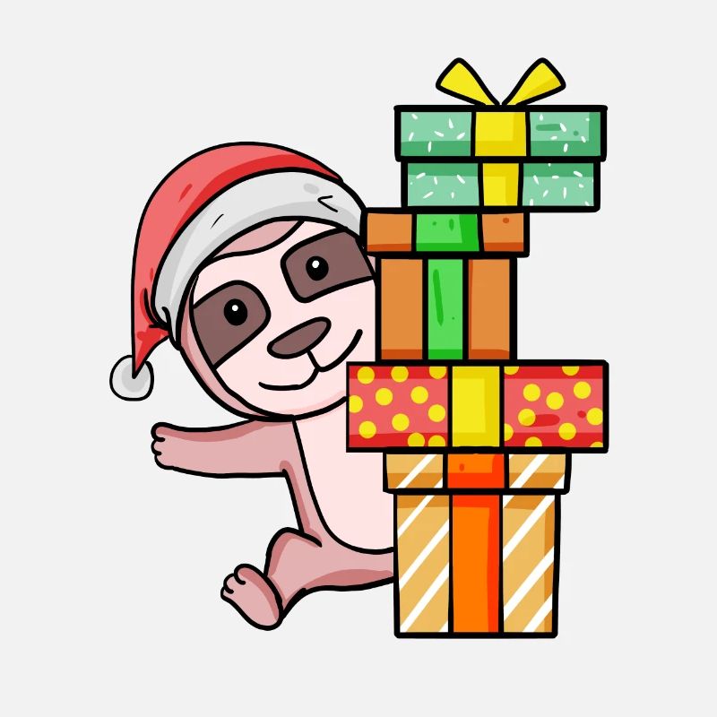 Faultier mit Weihnachtsmütze