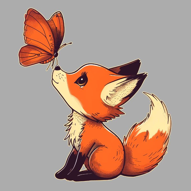 Fuchs mit Schmetterling