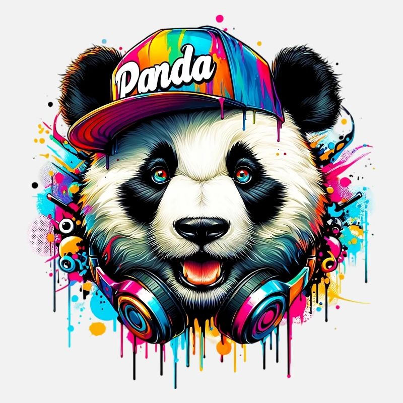 Panda DJ Deejay avec des écouteurs écoute de la musique