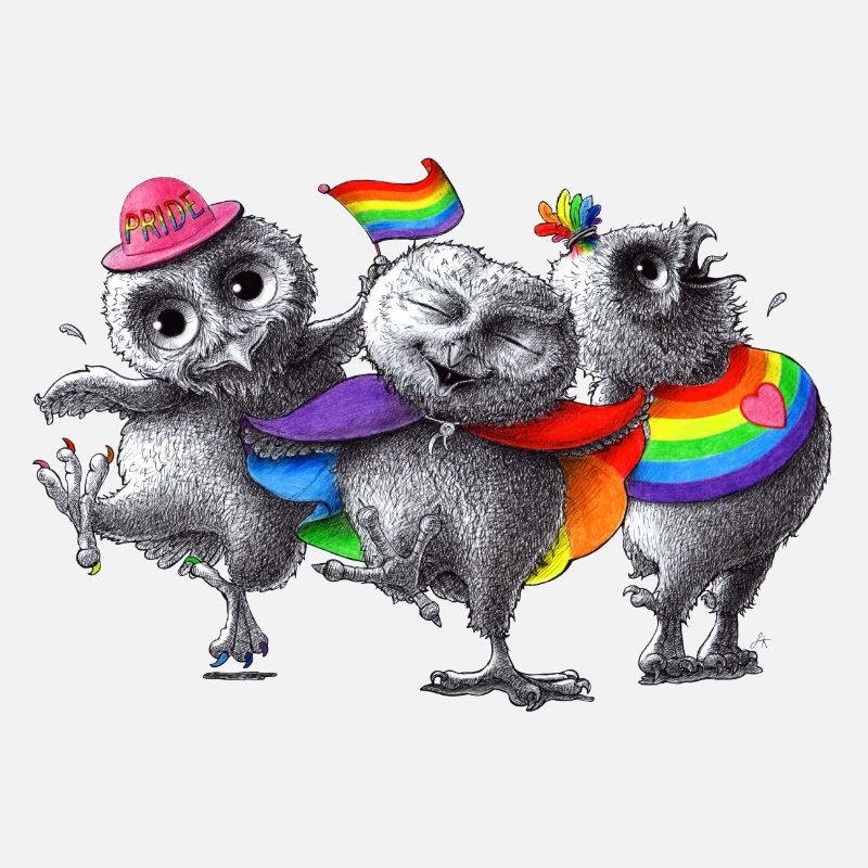 pride - trois hiboux heureux