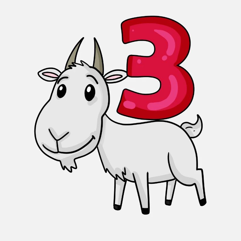 3rd Birthday Motif Goat - Three Years Old