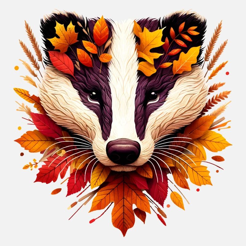 Un blaireau, conçu à partir de différentes feuilles