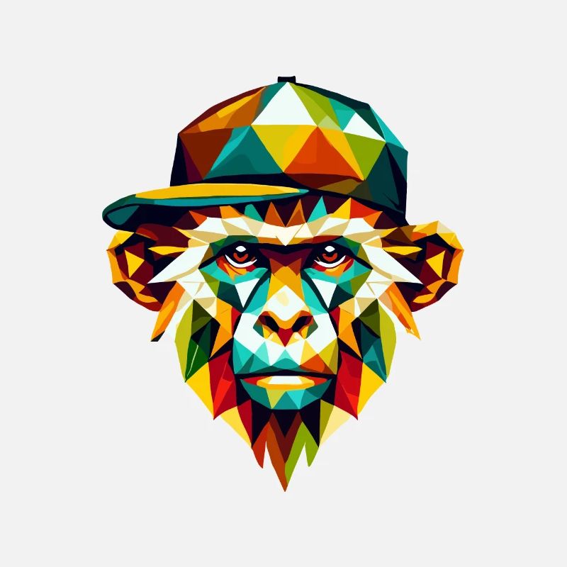 Geometric Monkey Art Cool Colorful Hipster Design