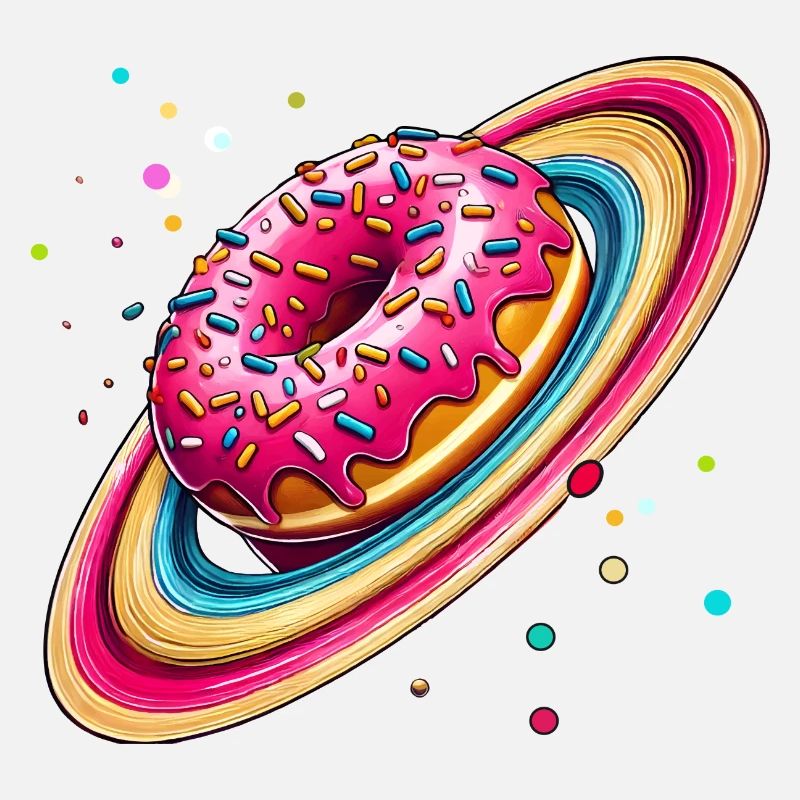 Un beignet avec des pépites colorées comme la planète Saturne