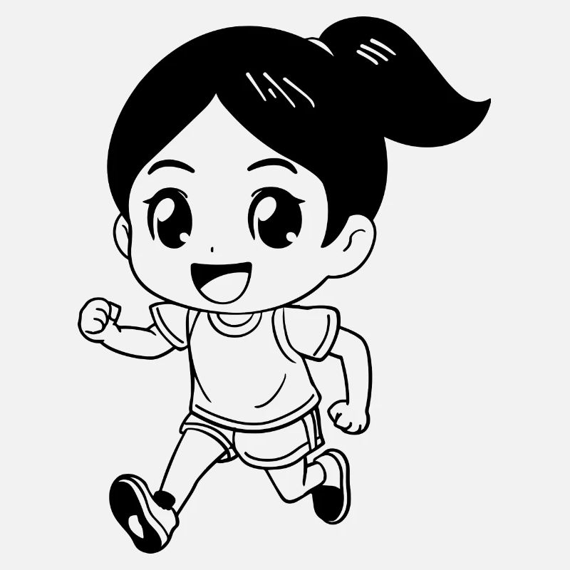 Coureuse féminine look de dessin animé
