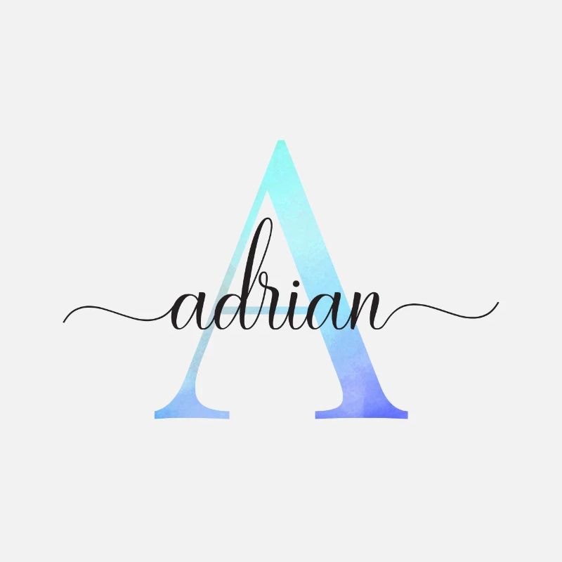 A| Monogramme | Nom | Adrien | Aquarelle