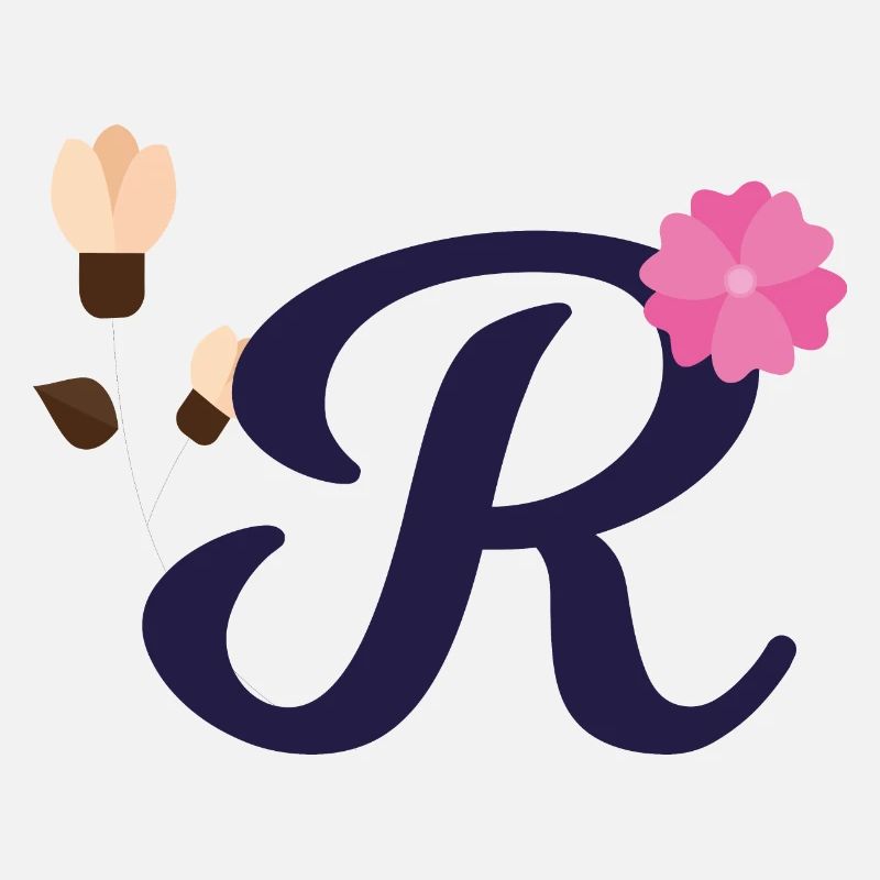 Eleganter Buchstabe 'R' mit Blumen