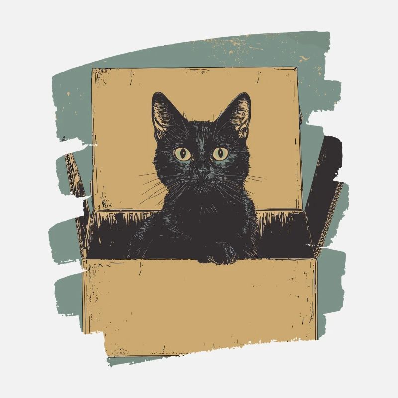 Chat dans une boîte en carton rétro