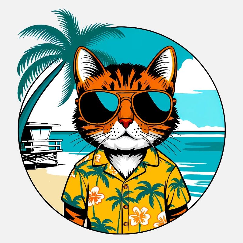 Chat sur la plage