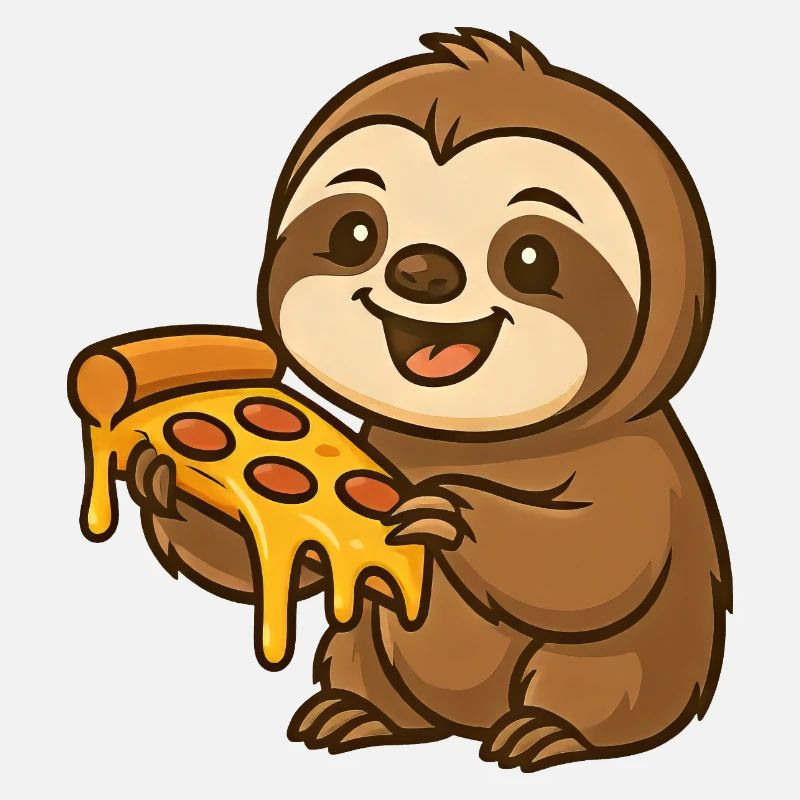 Cute Sloth Cartoon Pizza Pizza Lover Fun