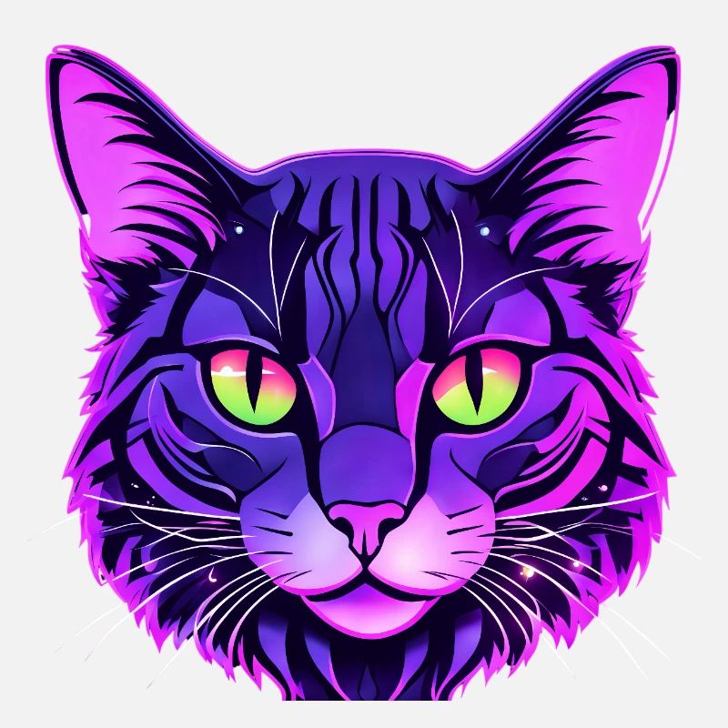 Portrait de chat aux couleurs néon