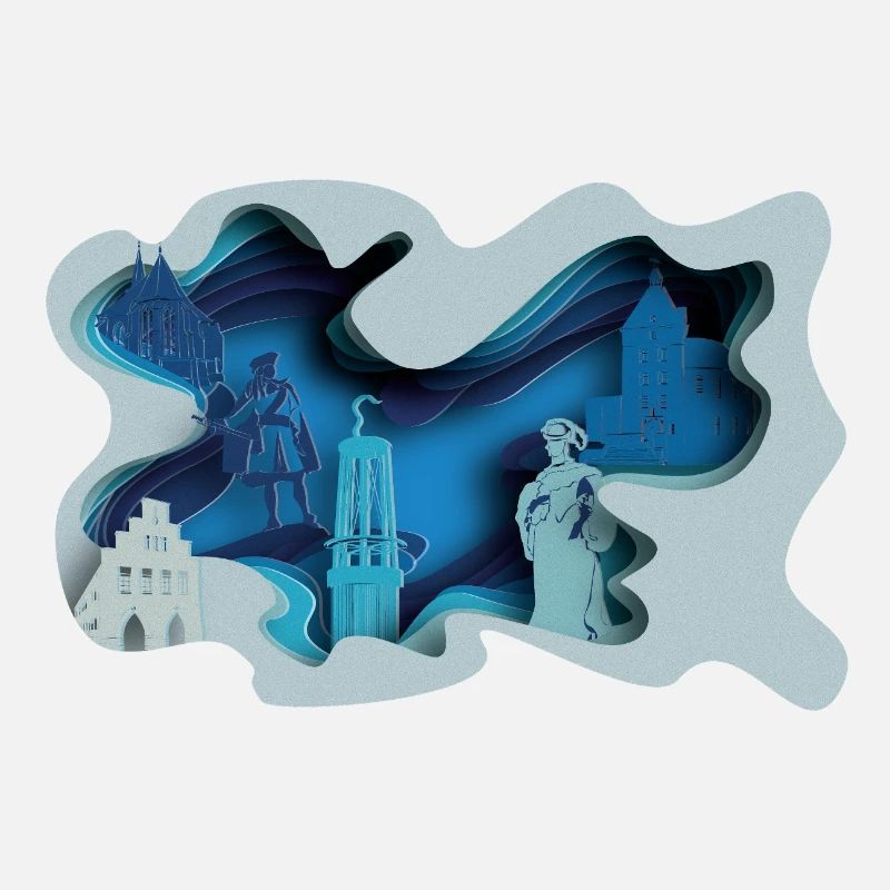 Silhouette de la ville de Moers à l’aspect hydrographique