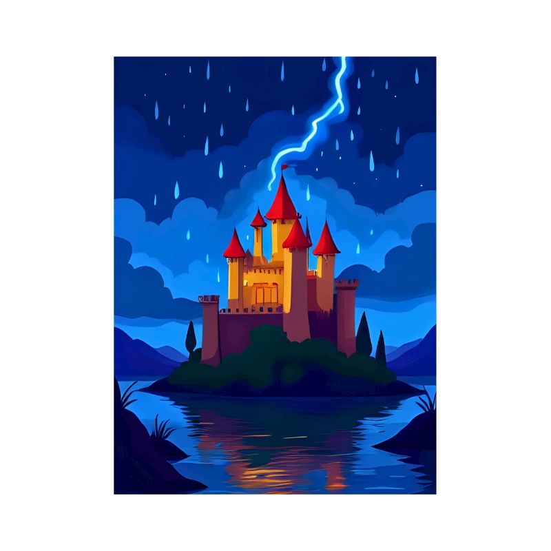 Château enchanté avec éclairage nocturne