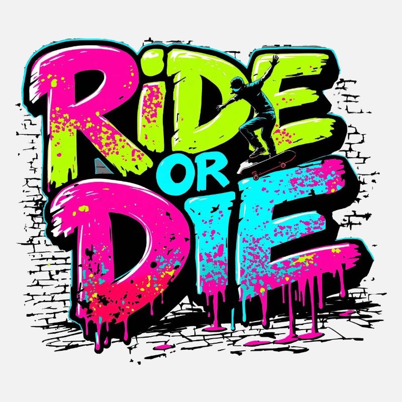 Vibrant skateboard motif with colour explosion