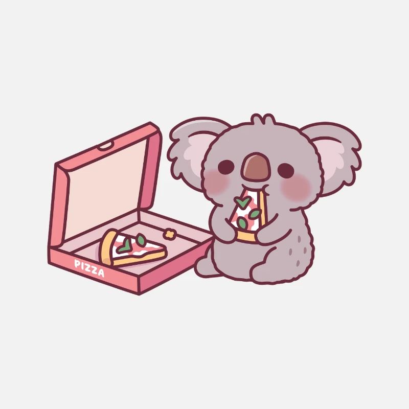 Mignon Koala Ours Mangeant Pizza