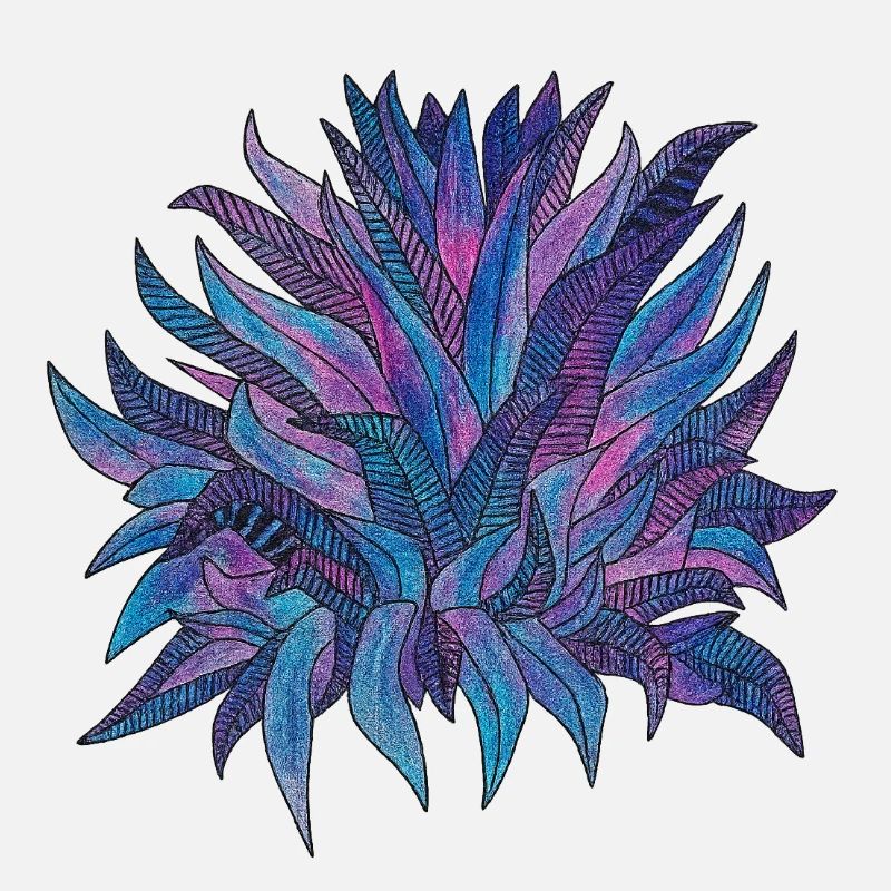 Purple Blue Leaf Pattern