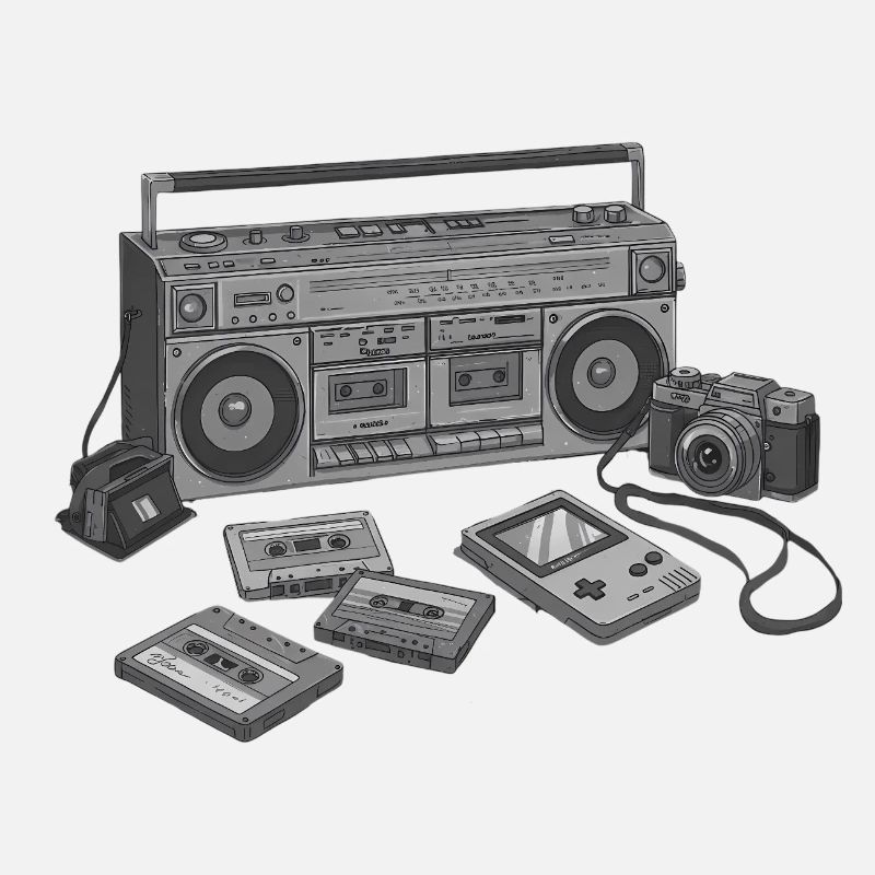 Retro Kassette und Kamera Design