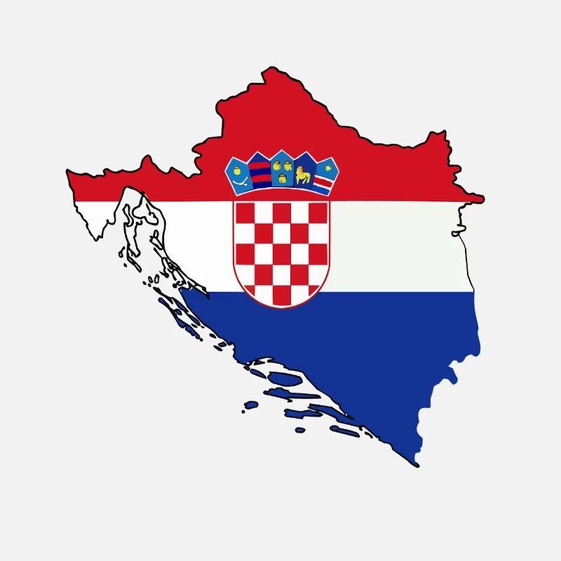 Contour du pays croate avec drapeau