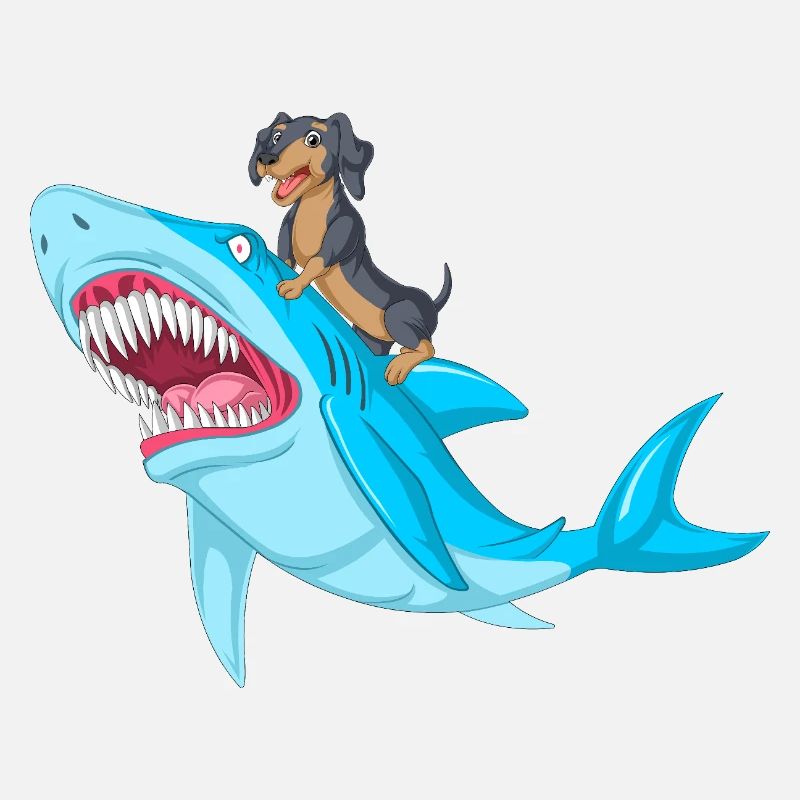 Dachshund Riding Shark Tee