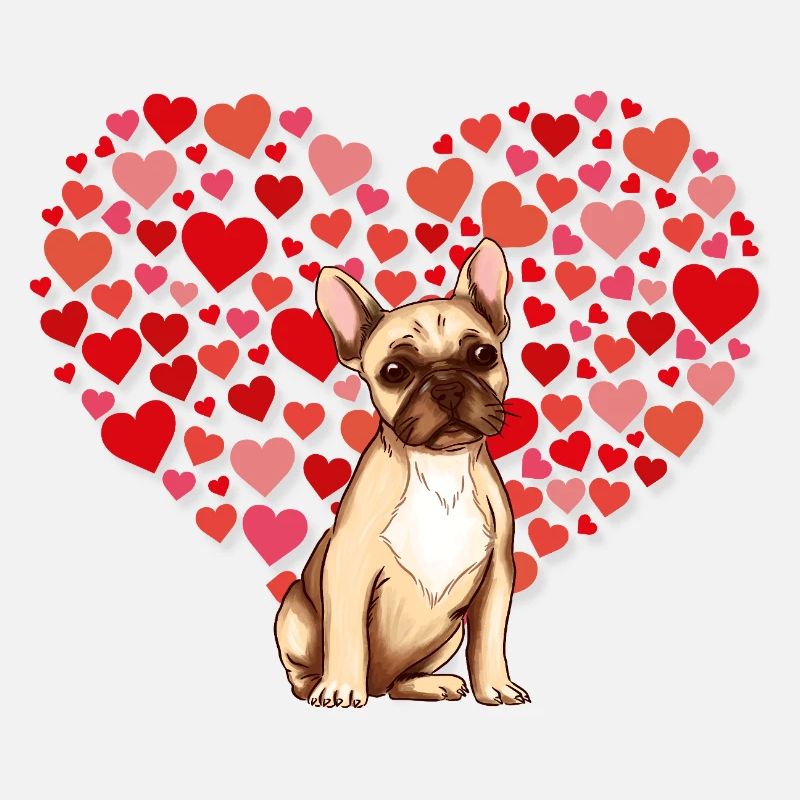 Hund mit Herz-Hintergrund