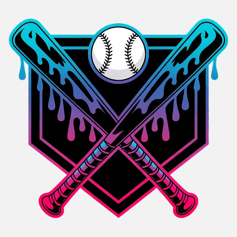 Bâtons de baseball dégoulinants de néon croisés