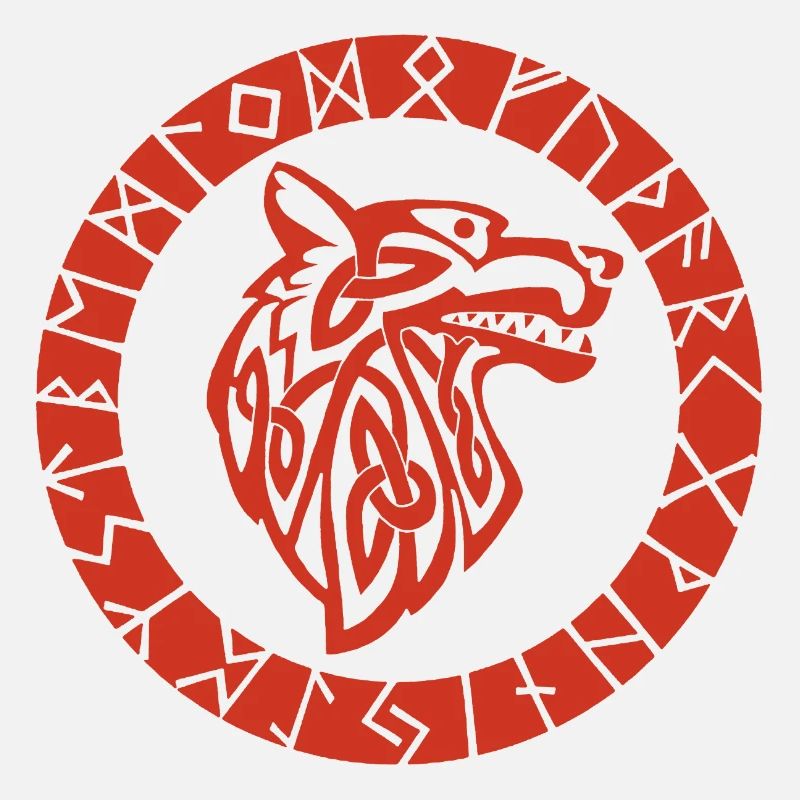 Wikinger Roter Wolf Emblem